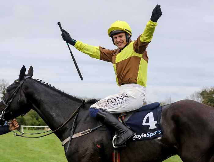 Paul Townend celebrating at Fairyhouse racecourse